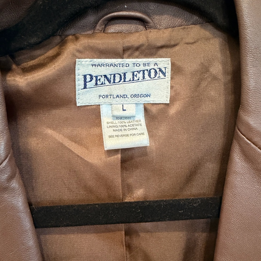 Pendleton Brown Leather Blazer Jacket - image 5